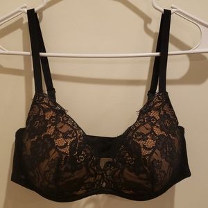 Adore Me black and beige lace bra